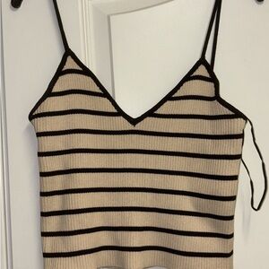 Zara Black and Cream Striped Camisole